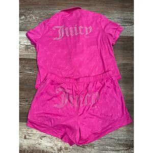 Juicy Couture Y2K studded shirt pajama set in fuchsia size L